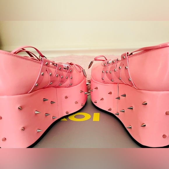 NIB Size 6 Dolls Kill KOI Footwear Zorina Lace Up Platform Ballet Shoes in Pink - Picture 7 of 10